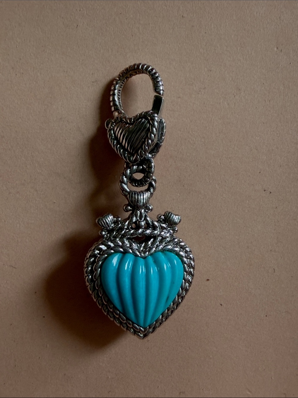 Sterling Silver  Heart Pendant with Turquoise Blue Cabochon